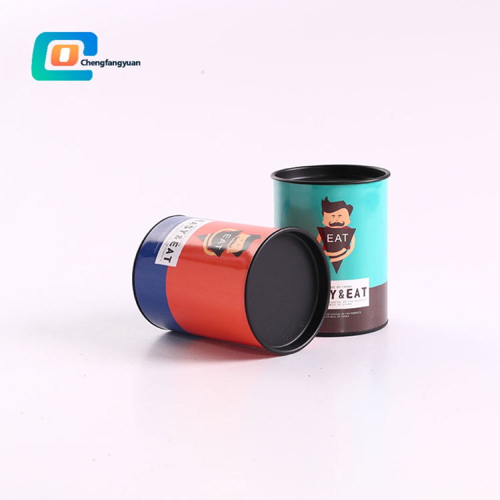 Hot Sale Cardboard tube Gift Box Paper Tea Container snack chip Paper Tube with Metal Lid