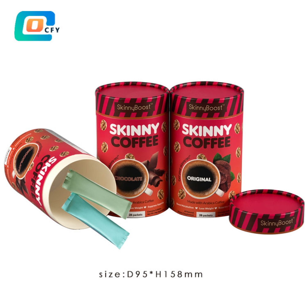 Biodegradable coated paper tube coffee package Custom design Matt surface cylinder cardboard boxes