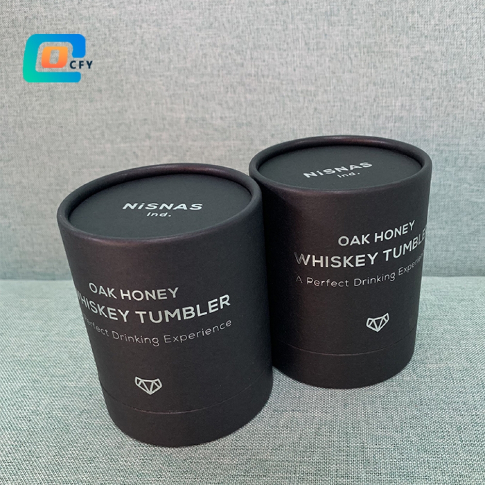 High quality custom design whiskey tumbler paper tubes drinking glass cup craft container with foam insert