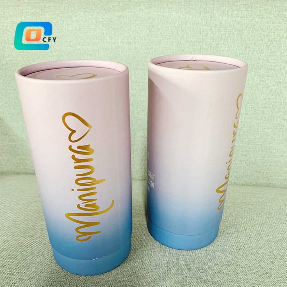 Eco friendly paper tube Gold foil stamping candle tube packaging biodegradable cylinder packaging for gift