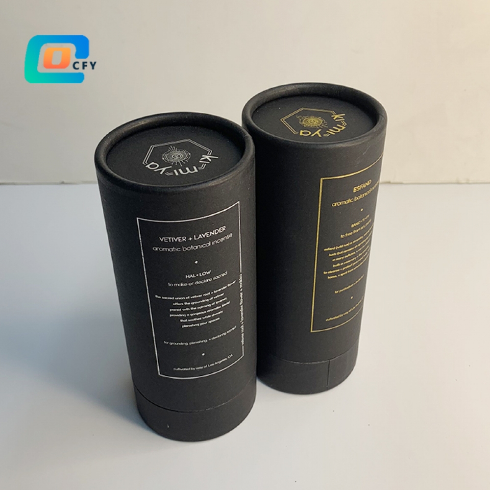 Silver stamping cylinder packaging gold foil packaging tube Eco friendly luxury cylinder box sustainable paper tube