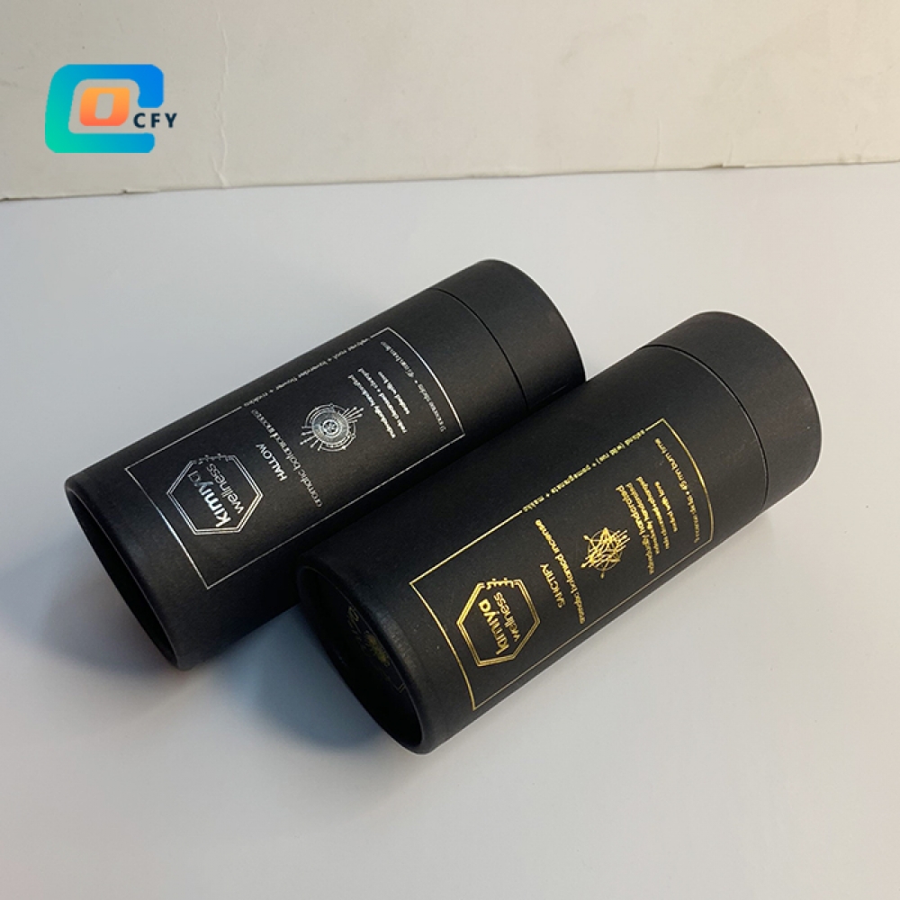 Silver stamping cylinder packaging gold foil packaging tube Eco friendly luxury cylinder box sustainable paper tube