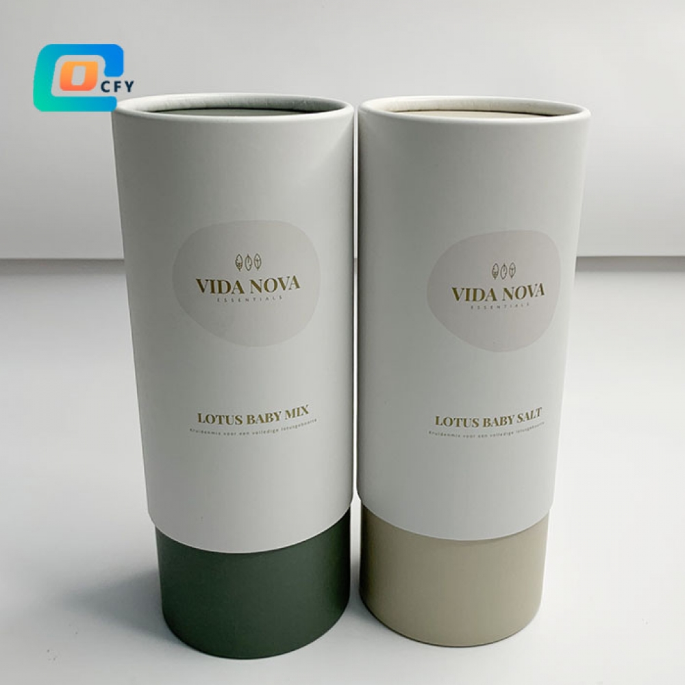 CFY Custom Cylinder cardboard powder paper tubes Tea coffee bean Oats container with metal lid food grade kraft round packaging