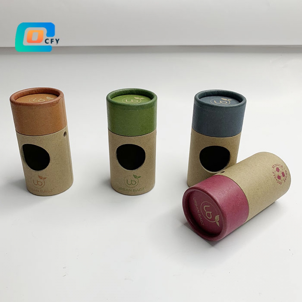 Eco friendly kraft paper tube with window Paper round packaging tube with clear PVC window paper can with window for urban bagz