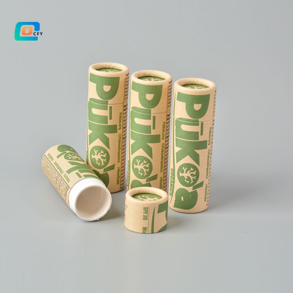biodegradable deodorant stick container push up paper tube for lip balm Cylinder Customized Printing