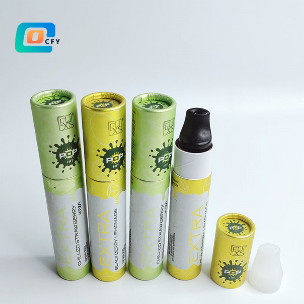 Customize Disposable Vape Pen Cartridge Paper Tube Packages Cardboard Cylinder Tube CBD oil cartridge childproof lock botton gift boxes packaging box