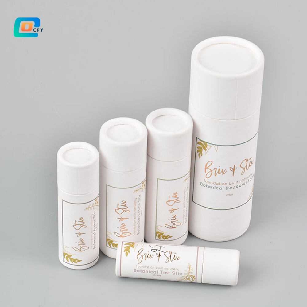 Custom printing  0.3OZ 0.5OZ 1OZ 2.5OZ deodorant push up natural tube deodorant stick container biodegradable cosmetic paper lip balm tubes Eco friendly luxury cylinder packaging