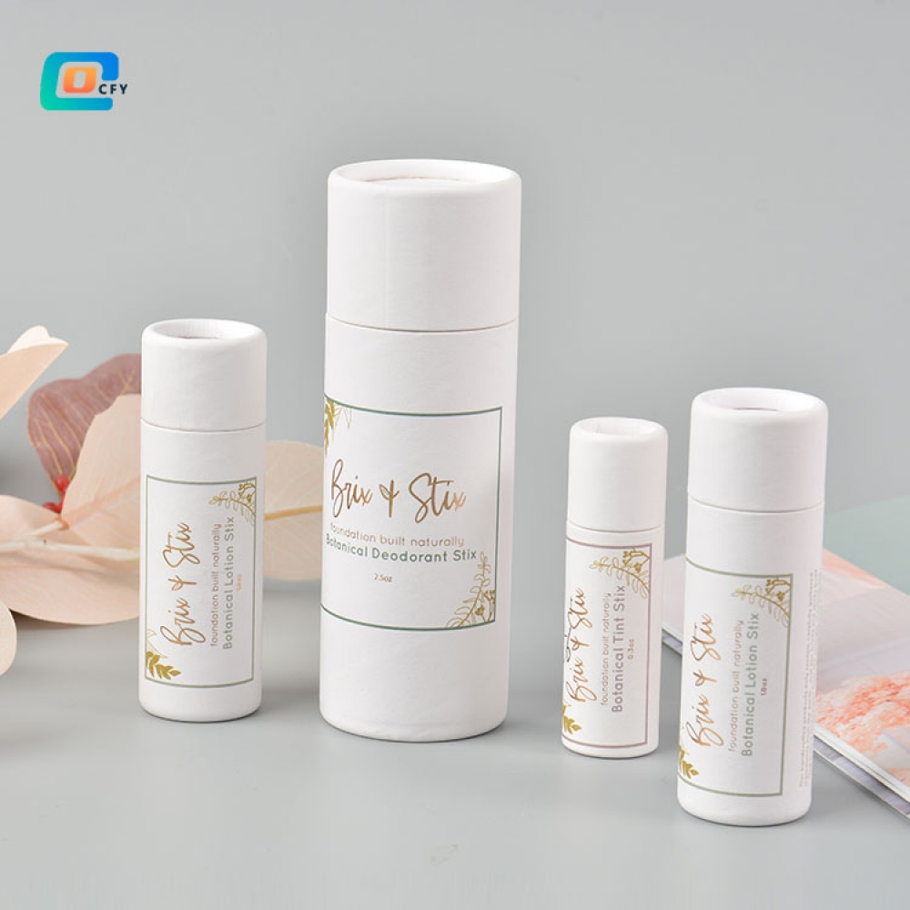 Custom printing  0.3OZ 0.5OZ 1OZ 2.5OZ deodorant push up natural tube deodorant stick container biodegradable cosmetic paper lip balm tubes Eco friendly luxury cylinder packaging