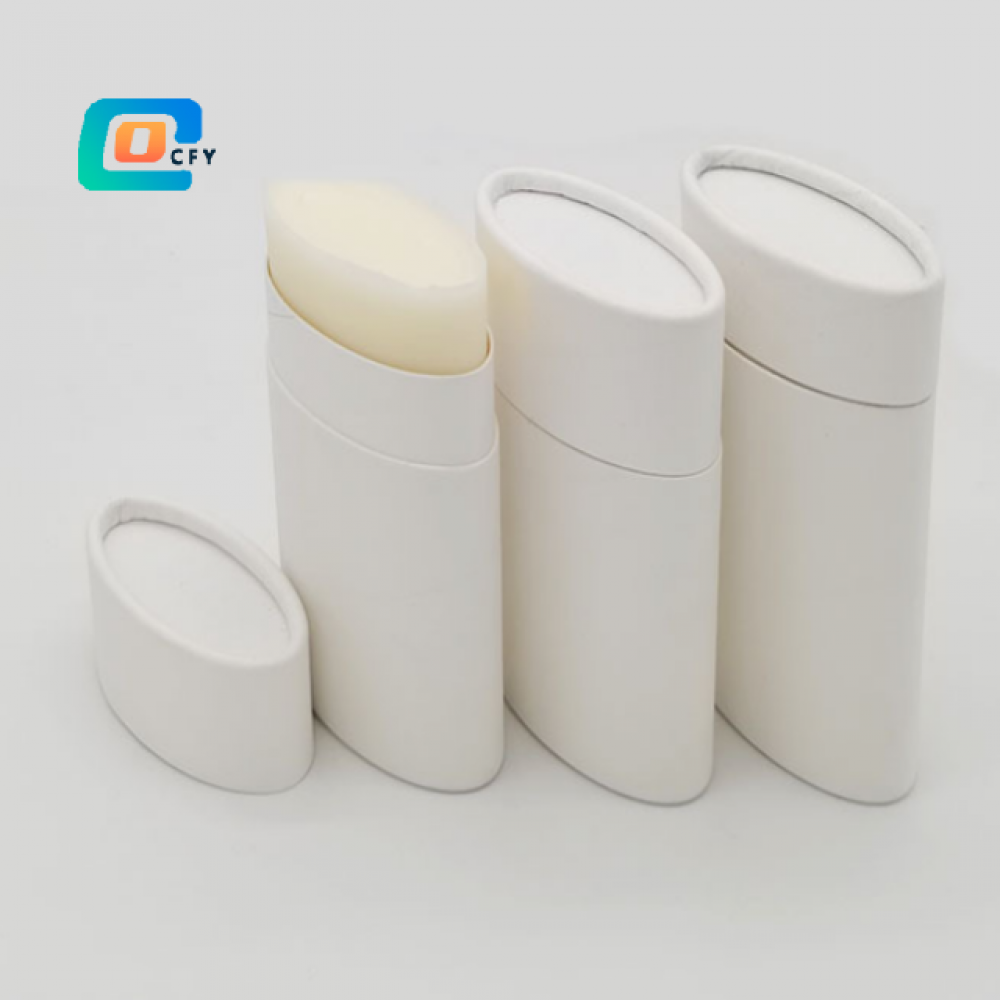 Custom Hot Sale Biodegradable Compostable Oval Push up Full Paper Tube Deodorant Lip Balm Sunscreen Stick Container Packaging