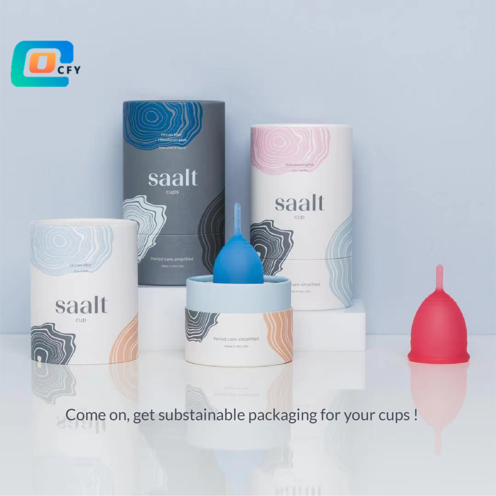 Custom printing window cardboard tube soft menstrual cup cylinder gift paper tube package for personal healthcare period care