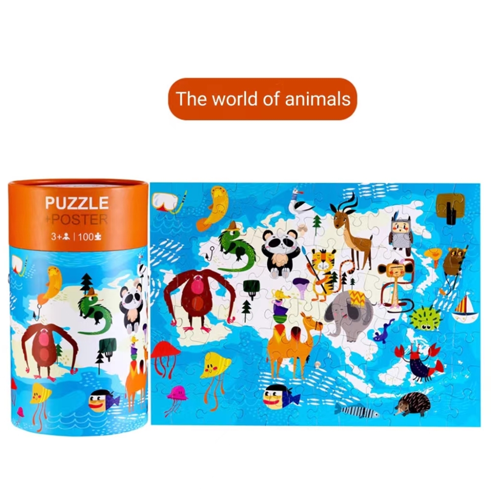 63 pieces Colorful paper tubes Animal Jigsaw Puzzle fun educational toy puzzle cylinders for kids school & families