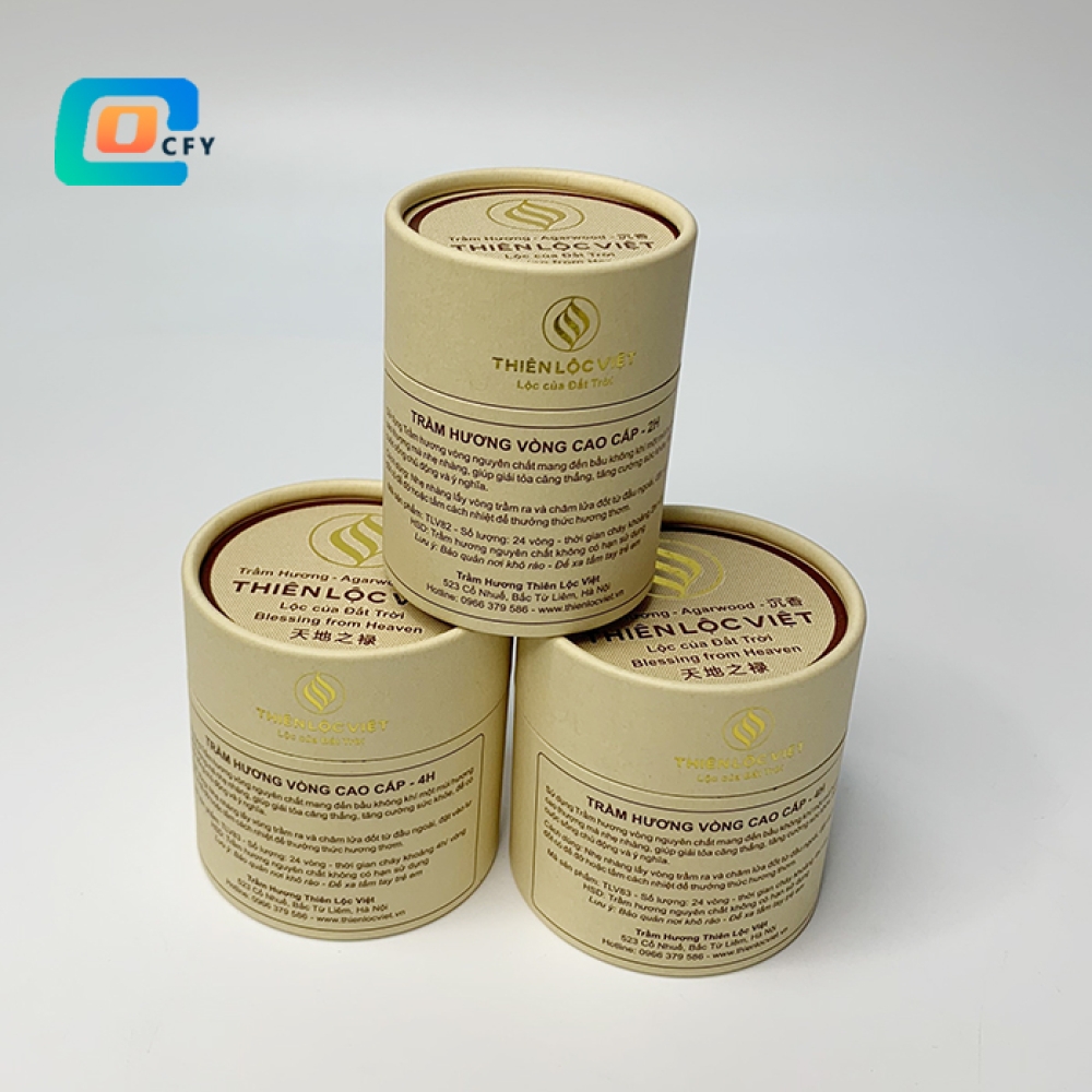 Gold stamping printing fragrance perfume aromatherapy scented cardboard container Incense paper tube packaging