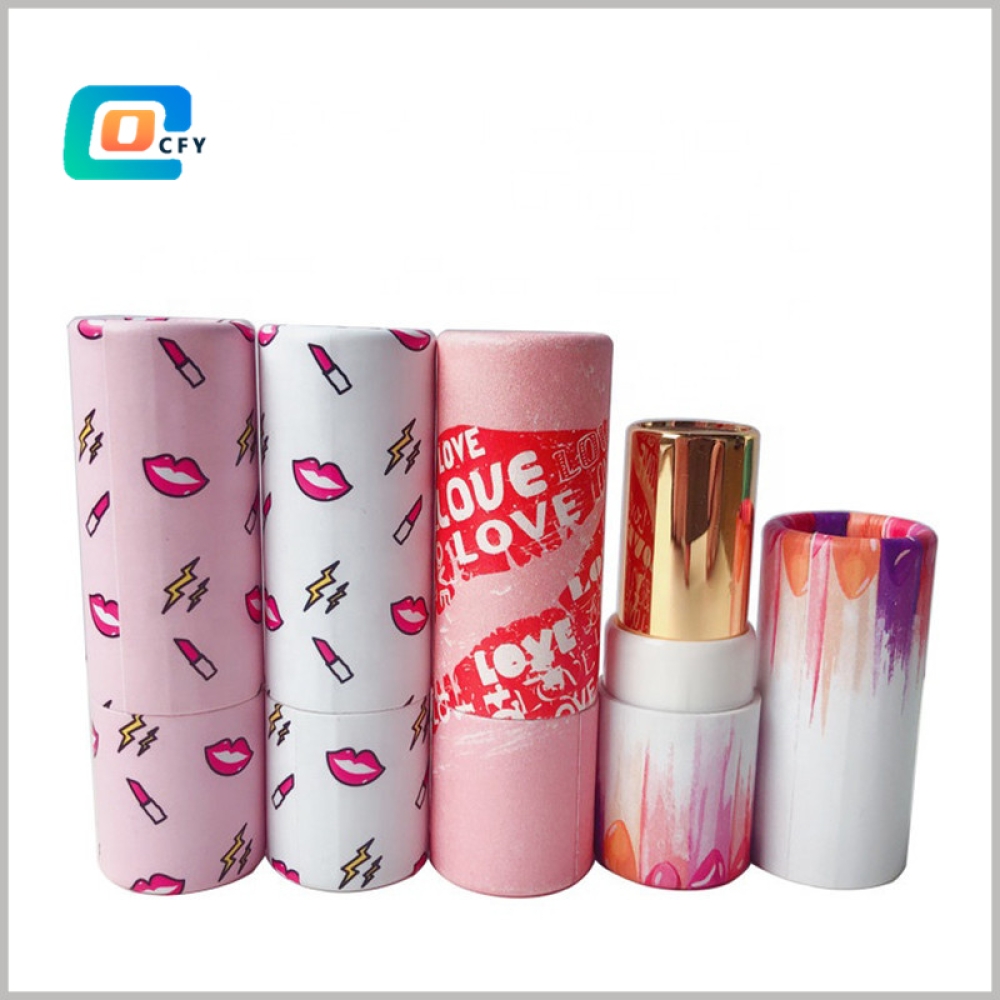 Custom Eco Friendly twist up lipstick Cardboard cylinder Container Deodorant  Lip Balm Skincare Push Up Paper Tube Packaging
