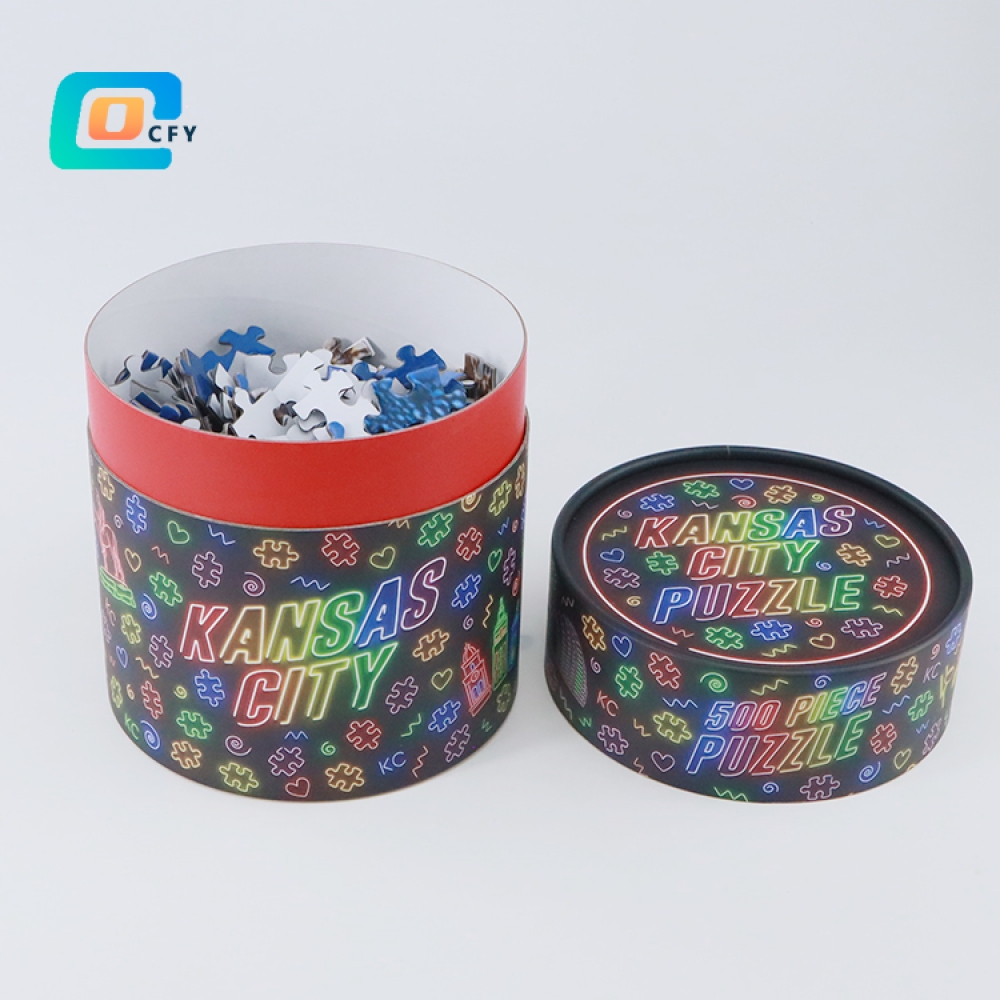 Factory ODM OEM 500 pieces cylinder giftpaper puzzles jigsaw kids puzzle educational toys container packaging tubes for children and adults