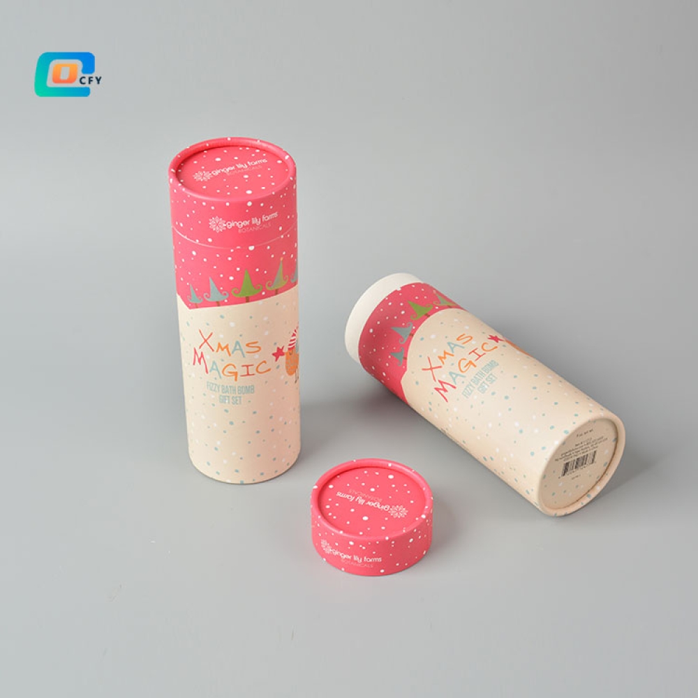 Custom Bath salt Bomb Plastic free Tube Packaging Shower steamers cardboard cosmetic cylinder box