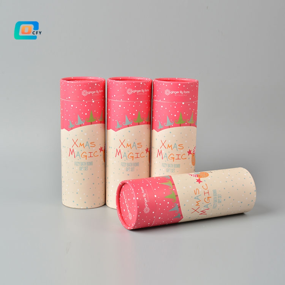 Custom Bath salt Bomb Plastic free Tube Packaging Shower steamers cardboard cosmetic cylinder box