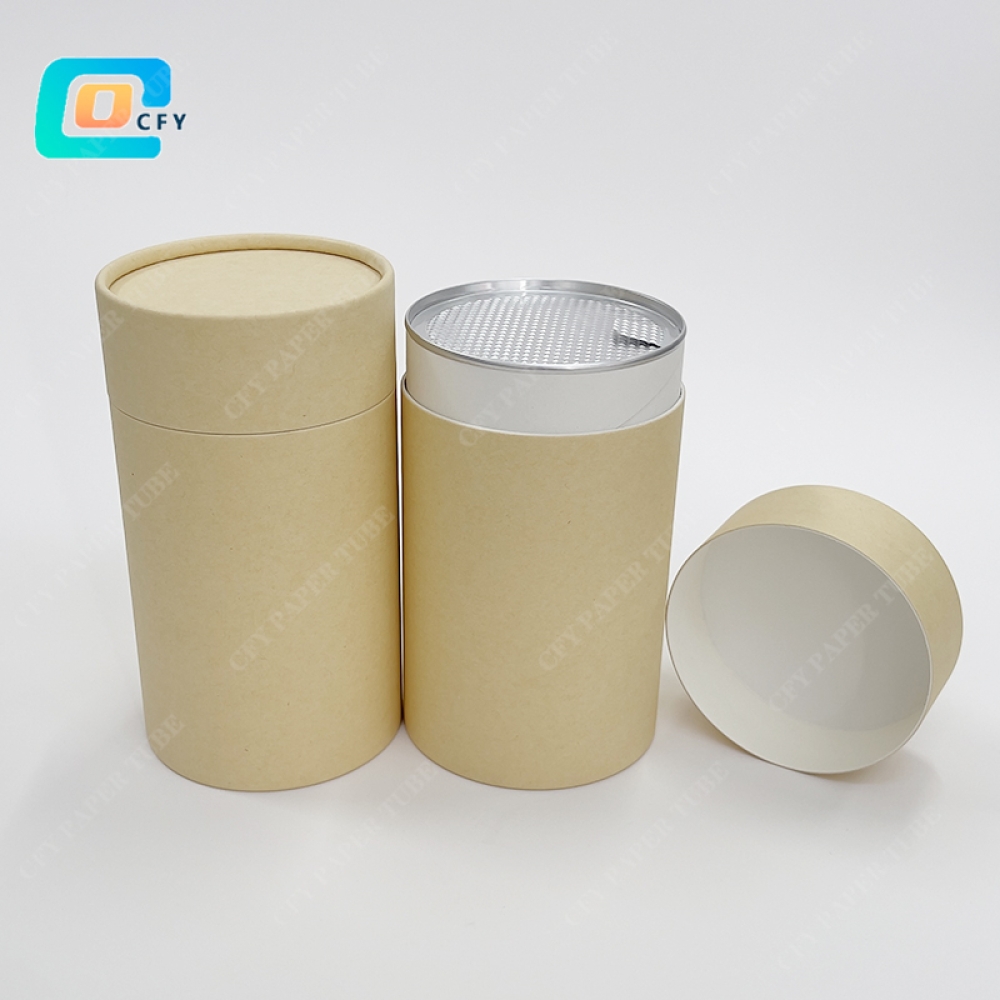 Food Grade Tea Coffee Candy Nuts Packaging Paper Cans Custom Protein powder Cylinder Kraft Paper Tube for Superfoods with aluminum foil lining