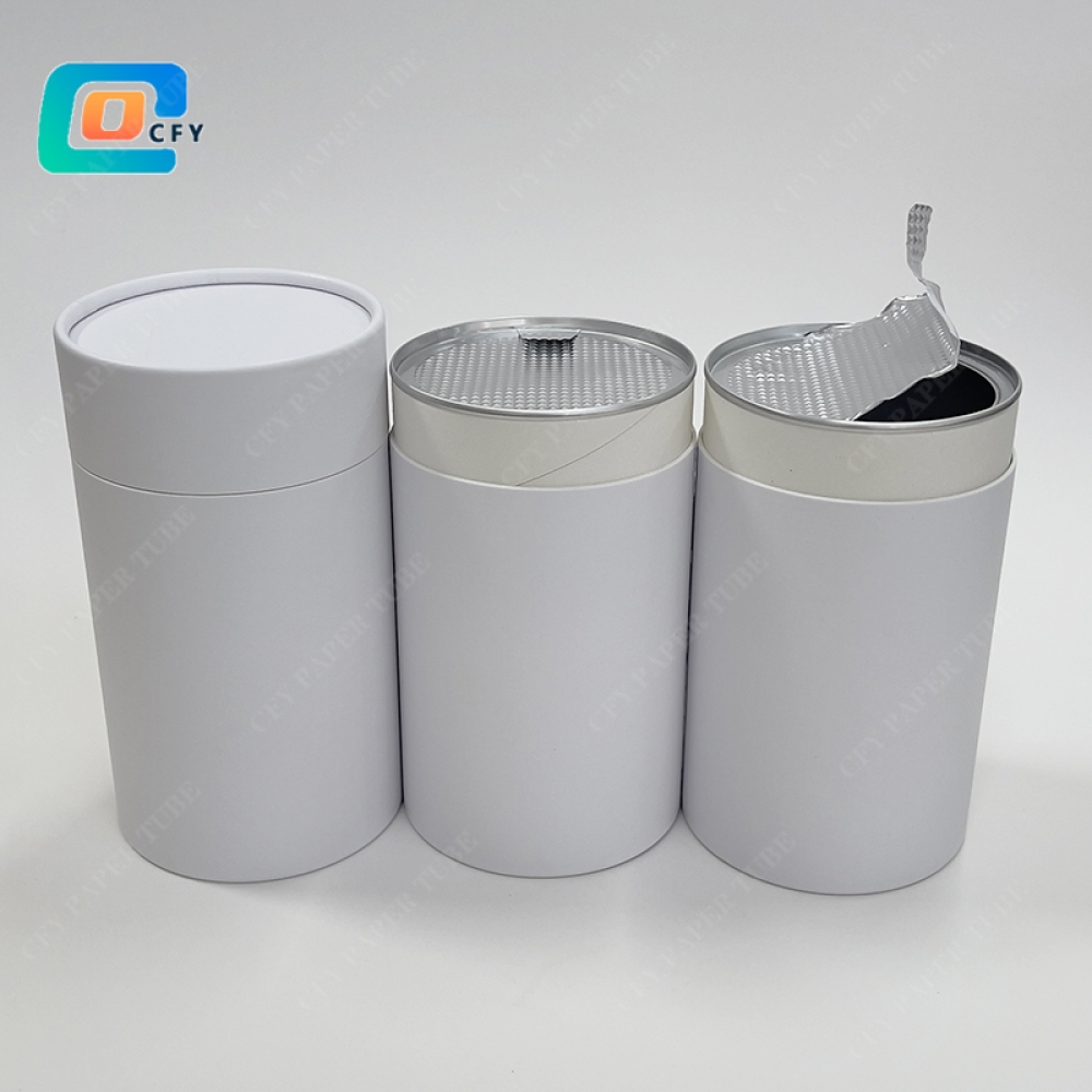 Food Grade Tea Coffee Candy Nuts Packaging Paper Cans Custom Protein powder Cylinder Kraft Paper Tube for Superfoods with aluminum foil lining
