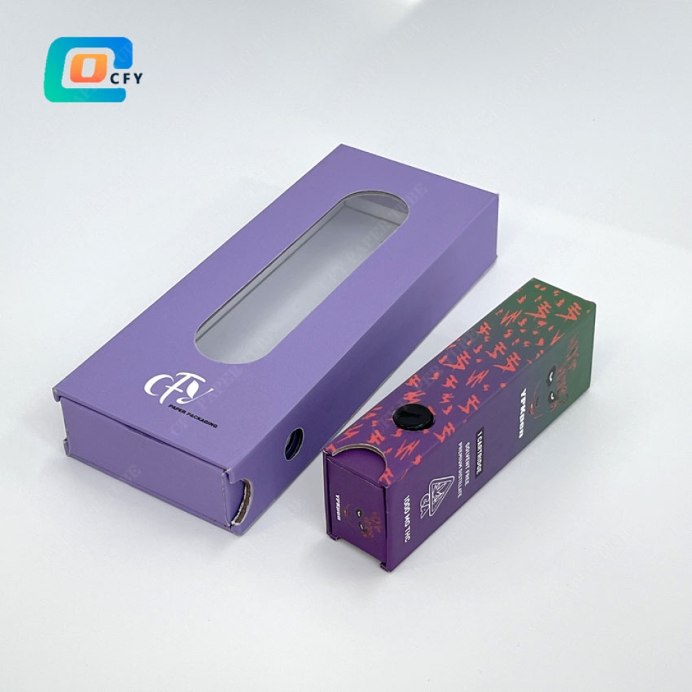 Custom CR Paper Slide Box Display Window Child Resistant Paper Box CR Containers Paper Packaging Box Drawer for extracts and cartridges
