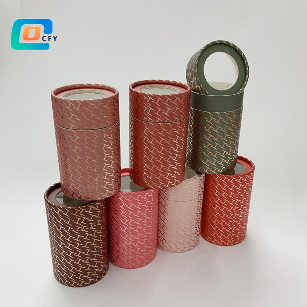 Custom Food Grade Cardboard Candy Chocolate nut cookie Gift Cylinder Box Packaging Paper Tube with window