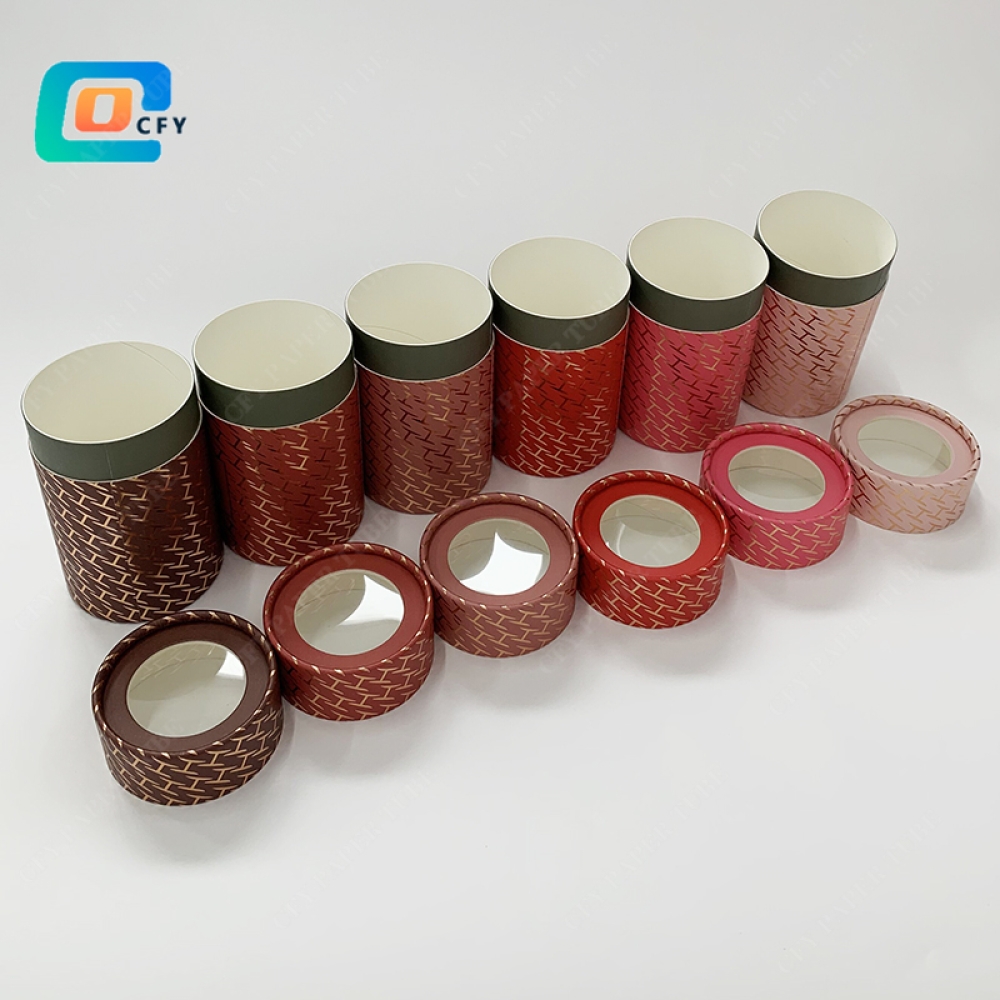 Custom Food Grade Cardboard Candy Chocolate nut cookie Gift Cylinder Box Packaging Paper Tube with window