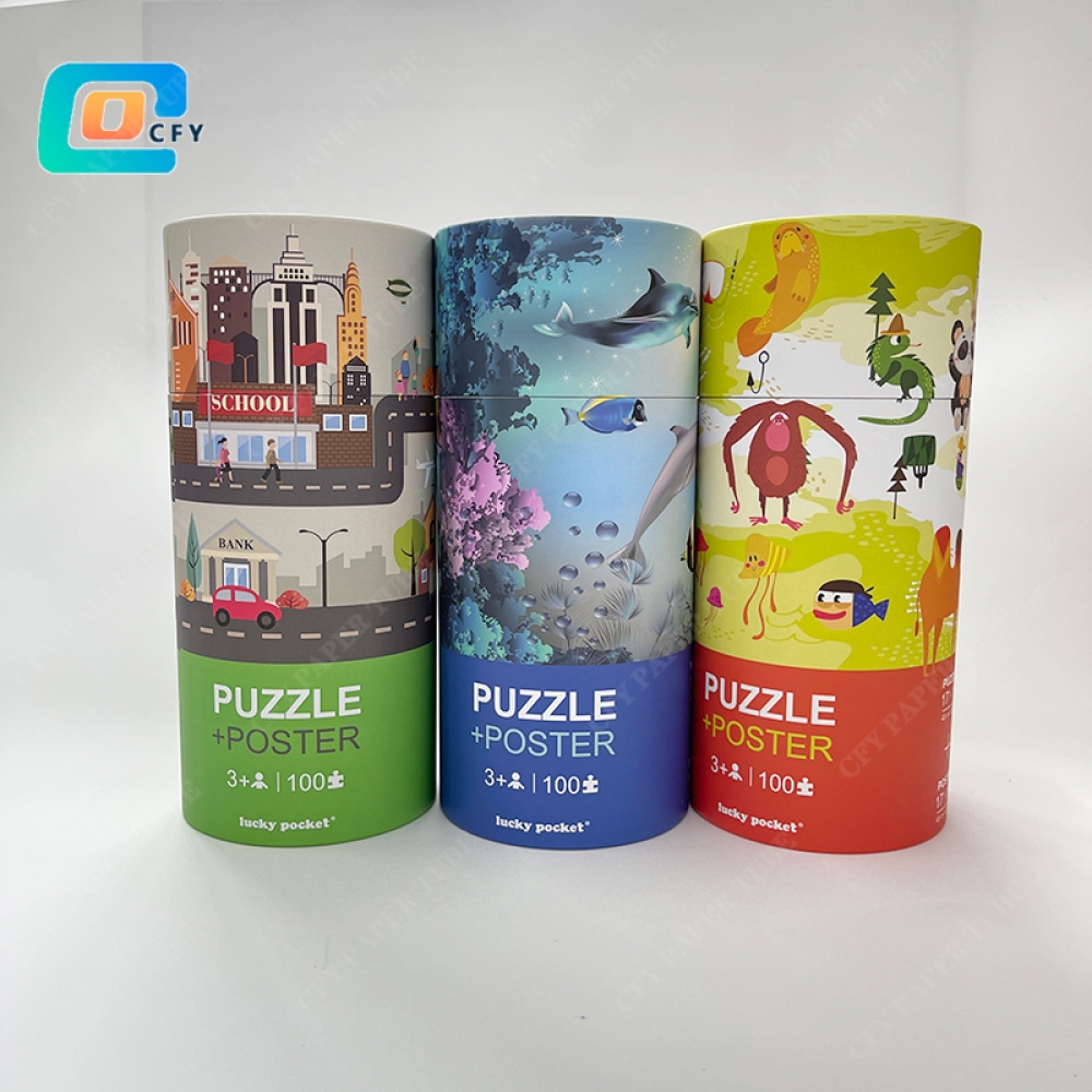 ODM OEM 100 pieces Fun cardboard puzzles educational  jigsaw puzzles toy container packaging tubes for children